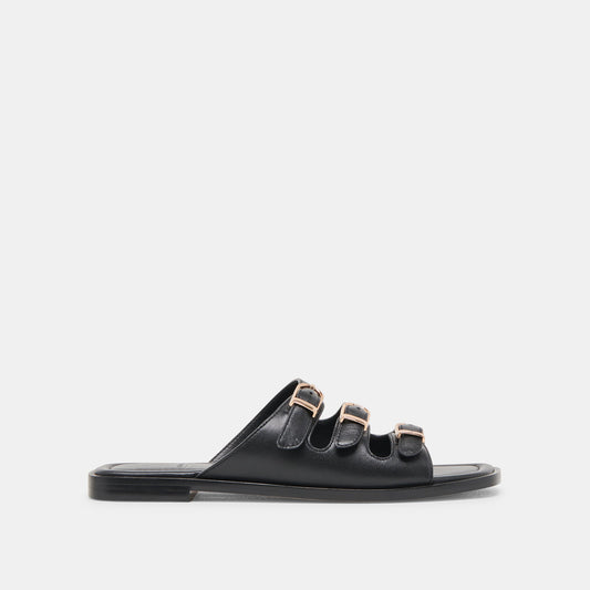 Dolce Vita Fin Black Leather Sandals