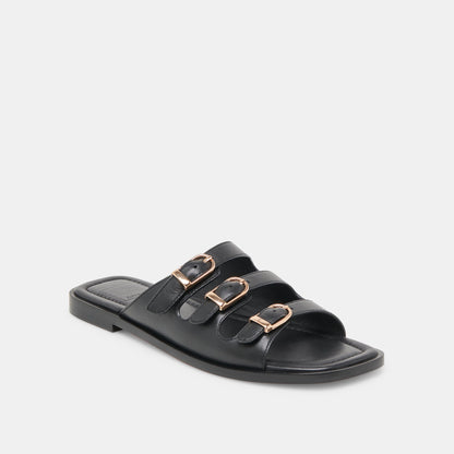 Dolce Vita Fin Black Leather Sandals