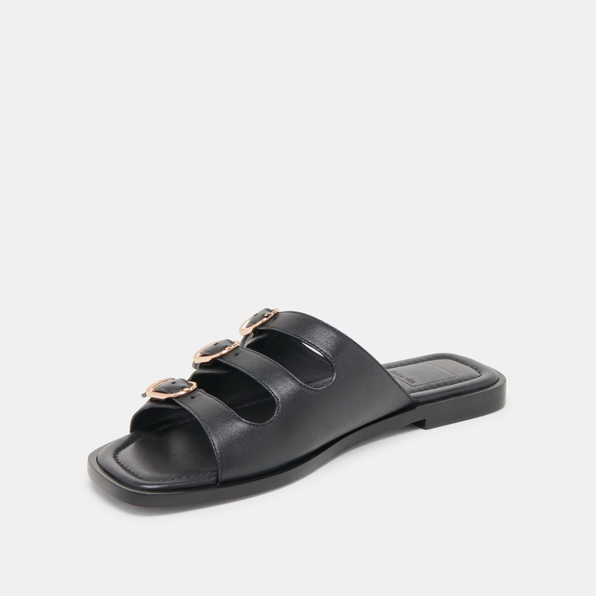 Dolce Vita Fin Black Leather Sandals