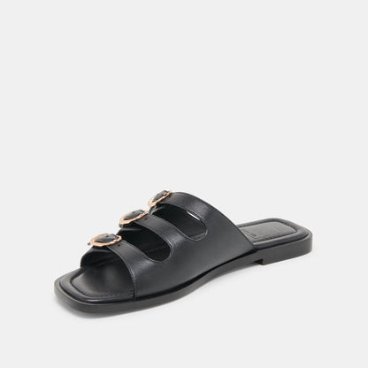Dolce Vita Fin Black Leather Sandals