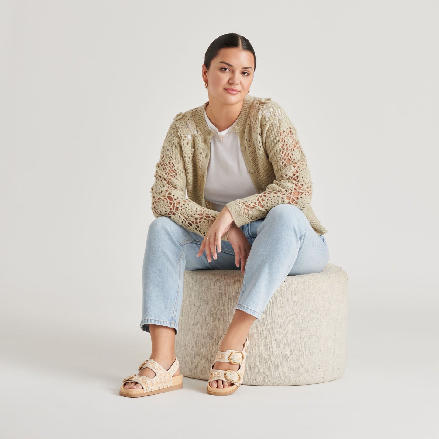 Dolce Vita STARLA SANDALS CREME FLORAL RAFFIA