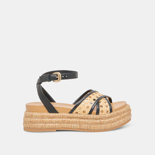 Dolce Vita WRILEY SANDALS BLACK WOVEN RAFFIA