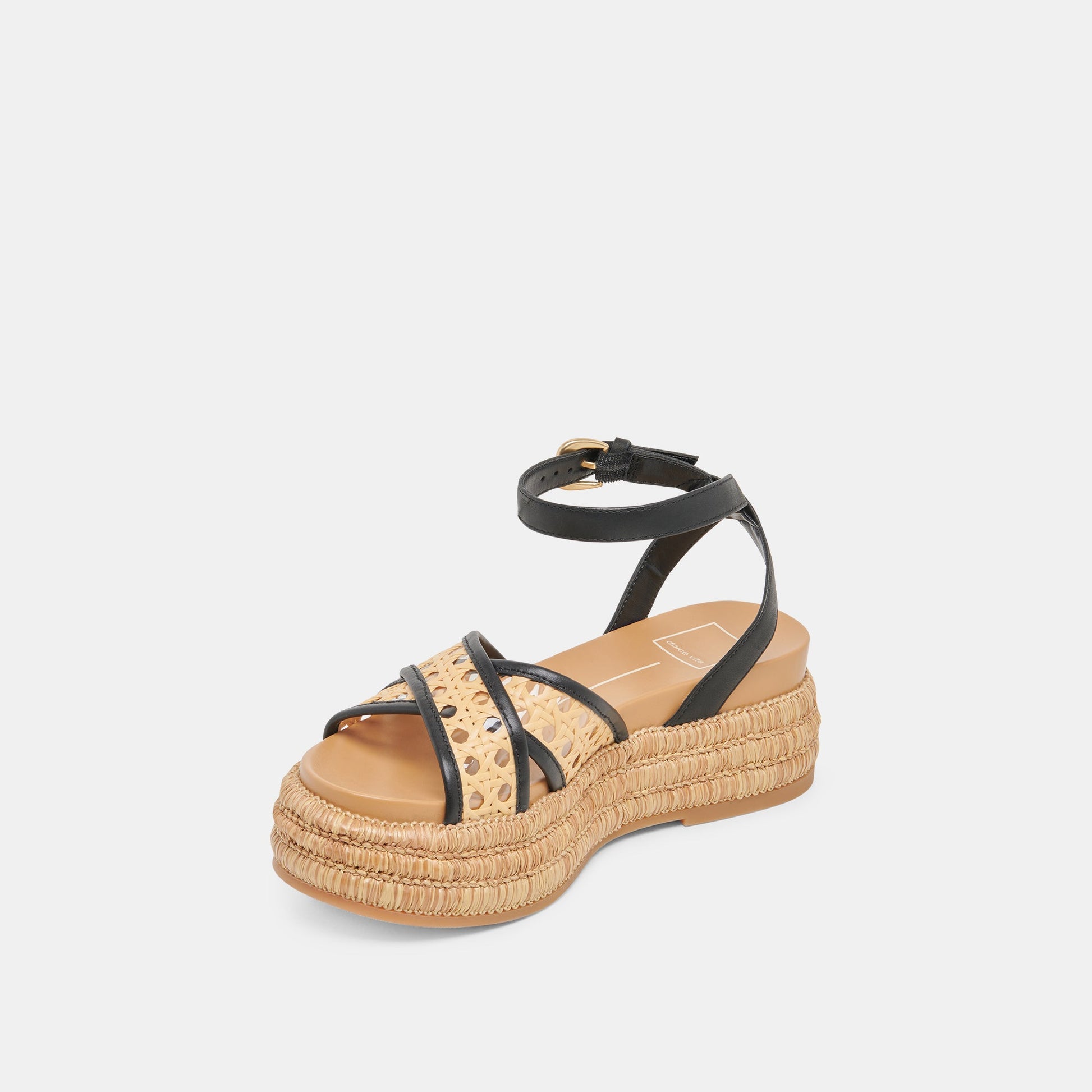 Dolce Vita WRILEY SANDALS BLACK WOVEN RAFFIA