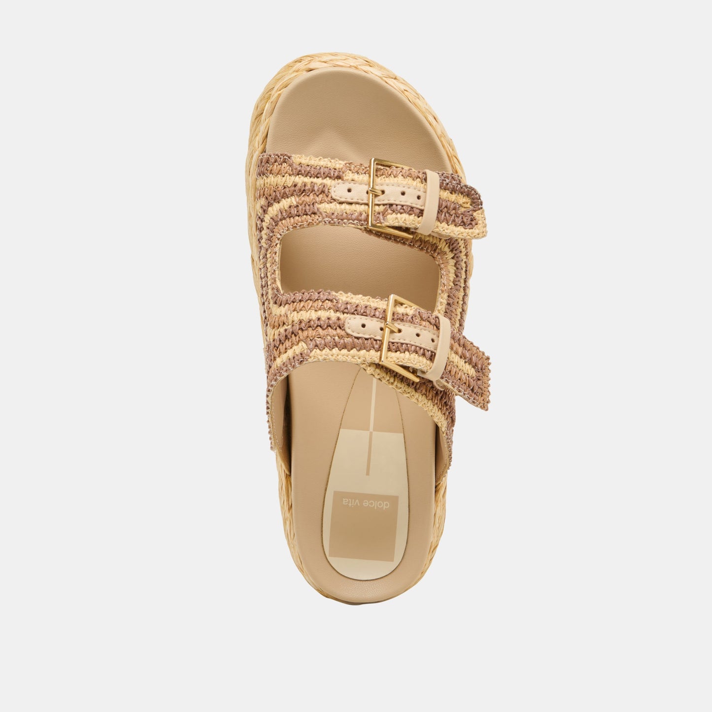 Dolce Vita Falyn Brown Natural Woven Raffia Sandals
