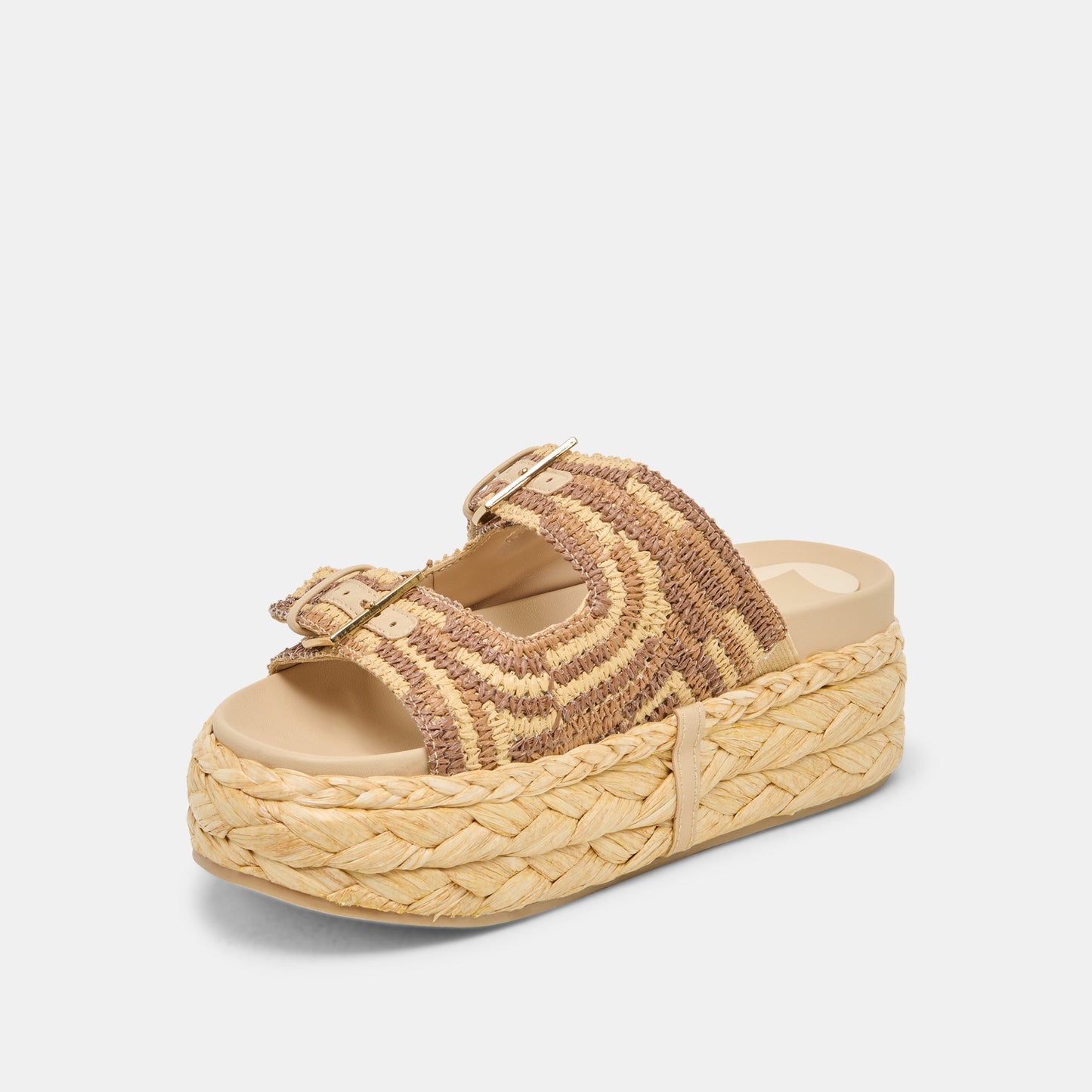 Dolce Vita Falyn Brown Natural Woven Raffia Sandals