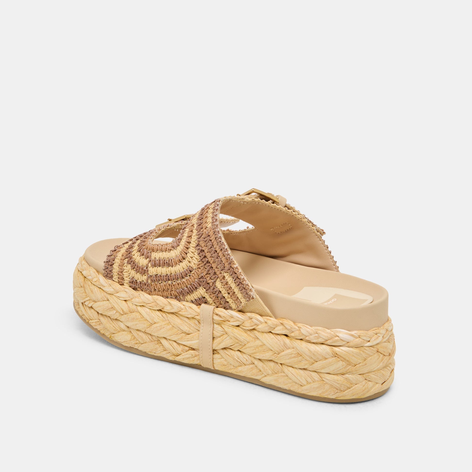 Dolce Vita Falyn Brown Natural Woven Raffia Sandals