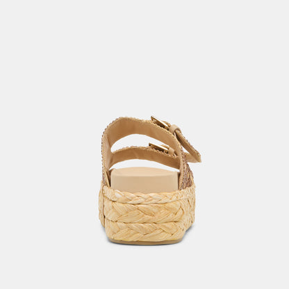 Dolce Vita Falyn Brown Natural Woven Raffia Sandals