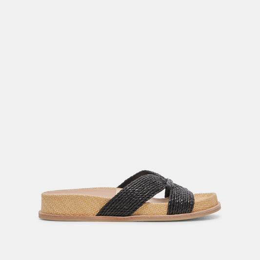 Dolce Vita SELDA WIDE SANDALS ONYX RAFFIA