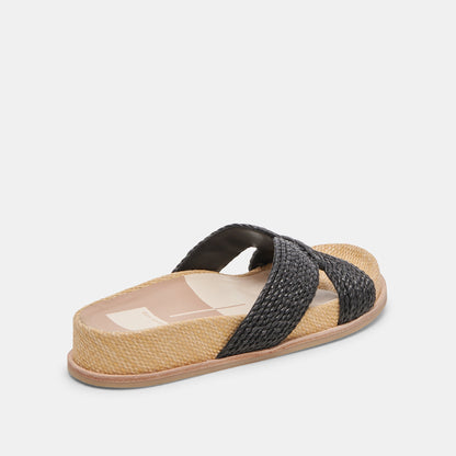 Dolce Vita SELDA WIDE SANDALS ONYX RAFFIA