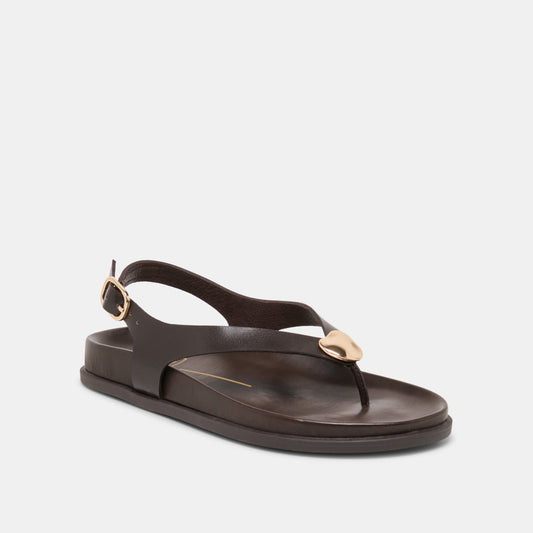 Dolce Vita Jony Dk Brown Leather Sandals
