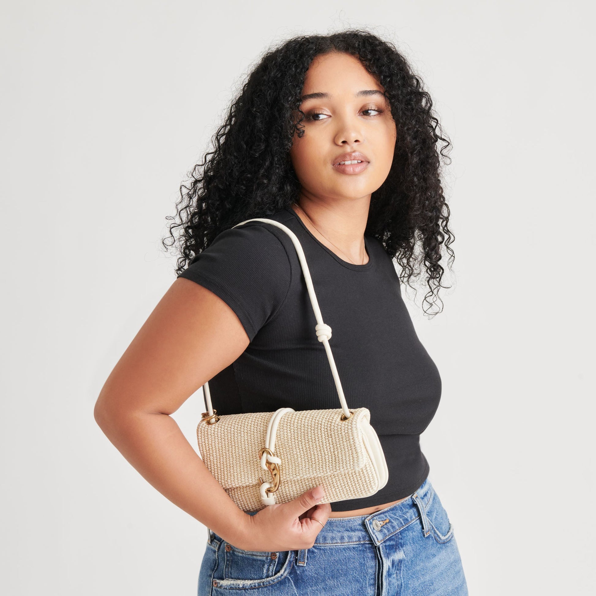 Dolce Vita Alice Natural Raffia Shoulder Bag