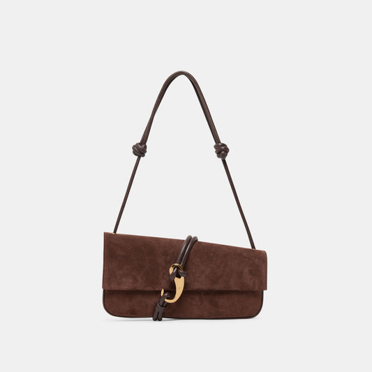 Dolce Vita Alice Chocolate Suede Shoulder Bag