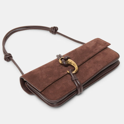 Dolce Vita Alice Chocolate Suede Shoulder Bag
