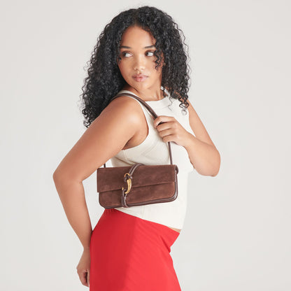 Dolce Vita Alice Chocolate Suede Shoulder Bag