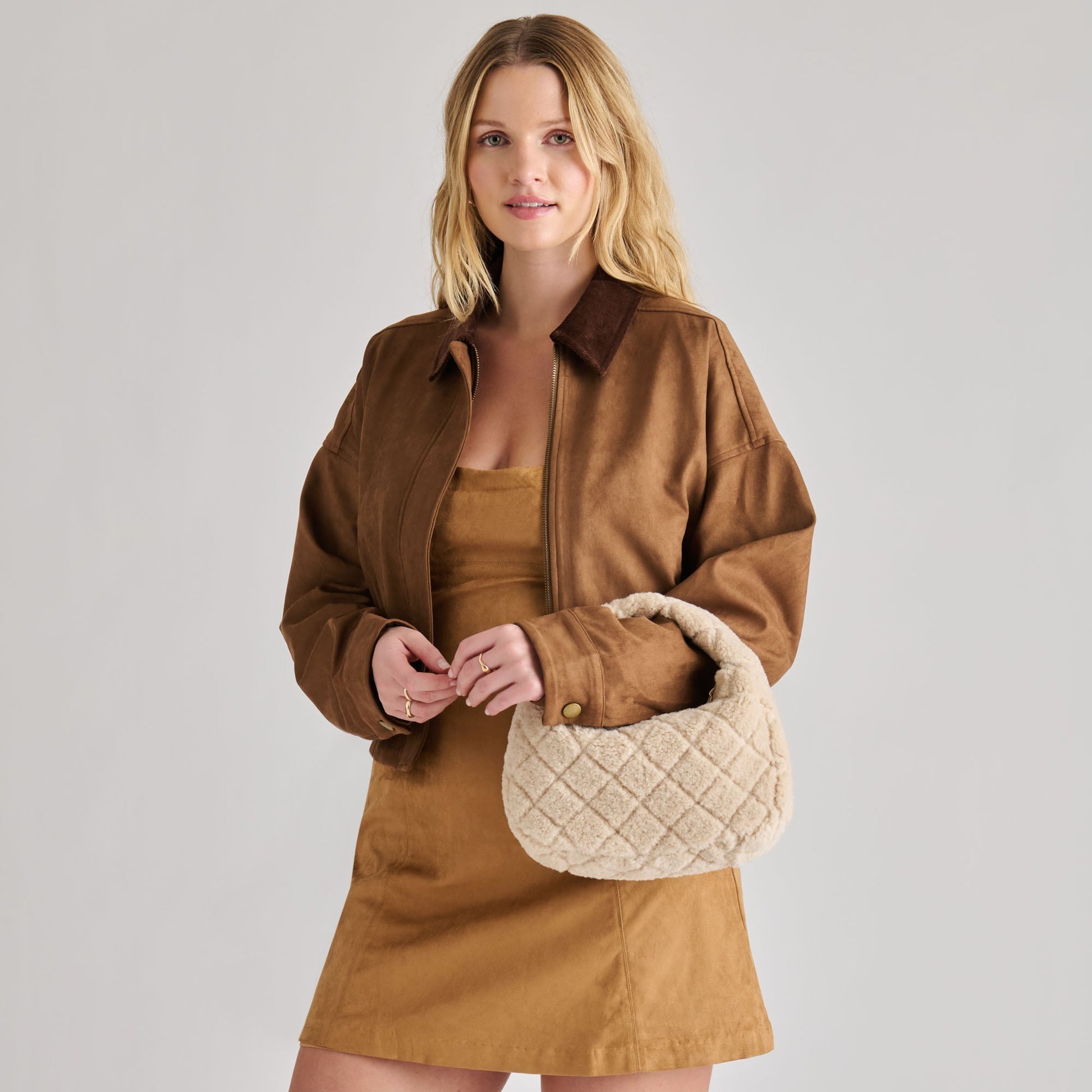 Dolce Vita Frankie Natural Plush Handbag