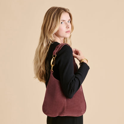 Dolce Vita Johnnie Burgundy Suede Shoulder Bag