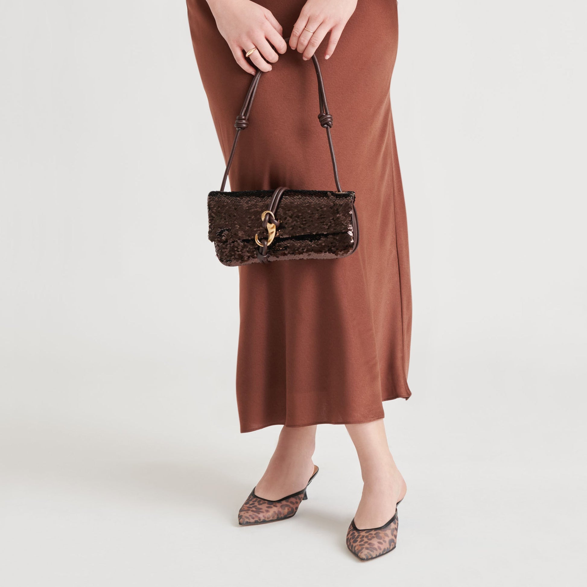 Dolce Vita ALICE SHOULDER BAG BROWN SEQUIN STELLA