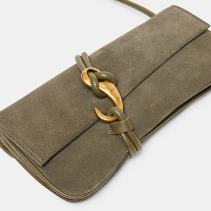 Dolce Vita Alice Olive Suede Shoulder Bag