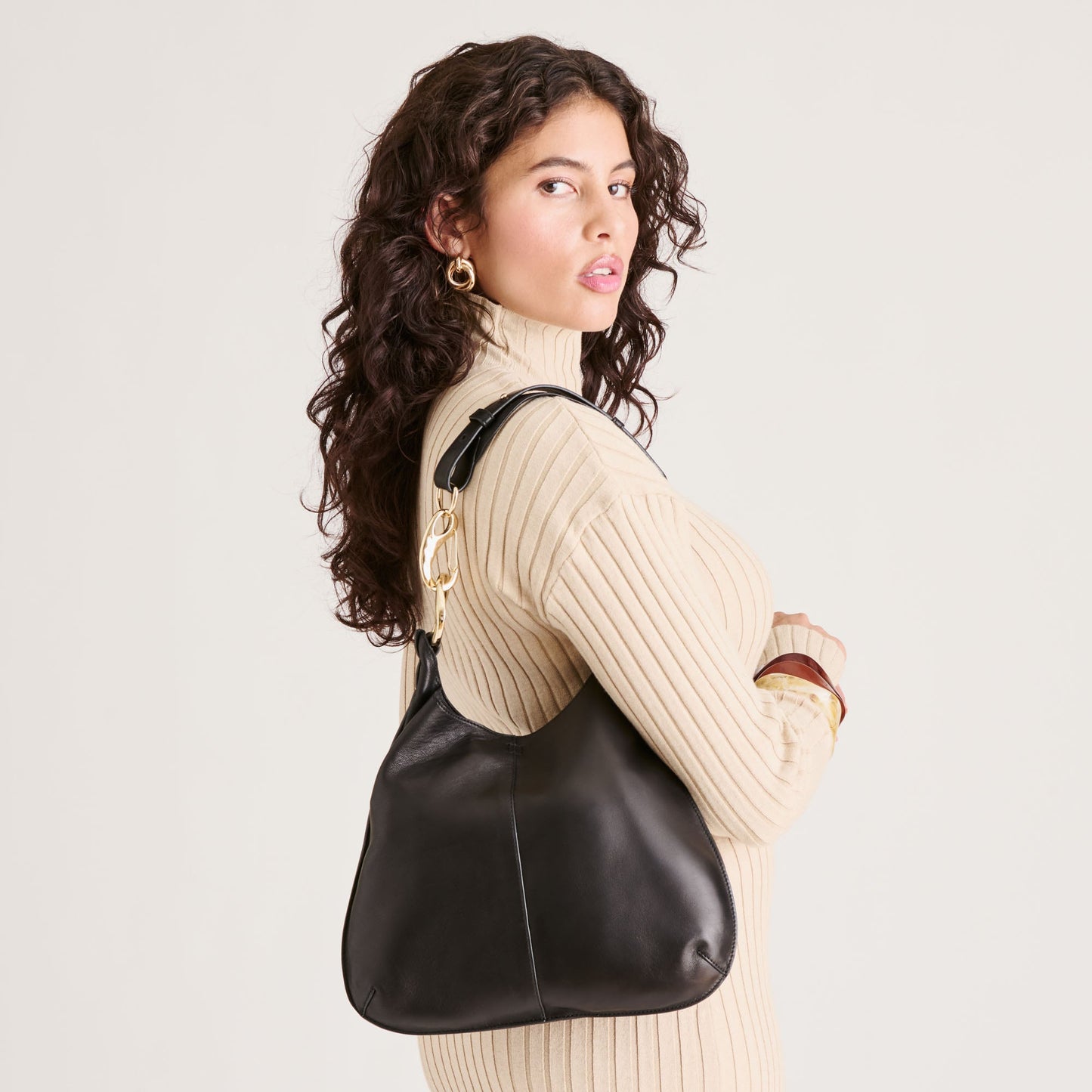 Dolce Vita Johnnie Black Leather Shoulder Bag