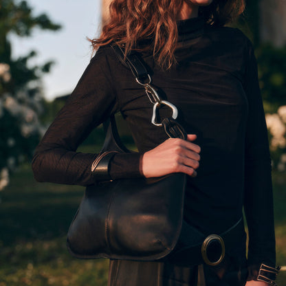 Dolce Vita Johnnie Black Leather Shoulder Bag