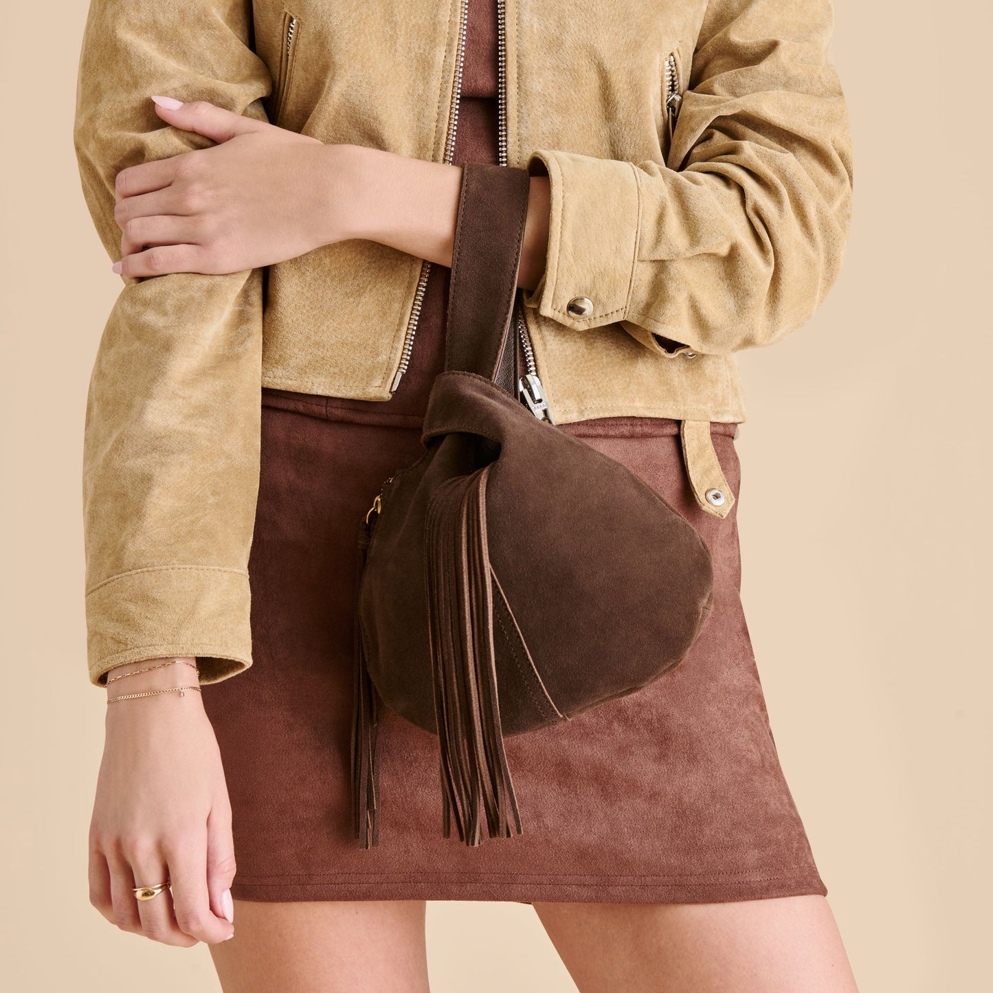 Dolce Vita Zury Espresso Suede Handbag
