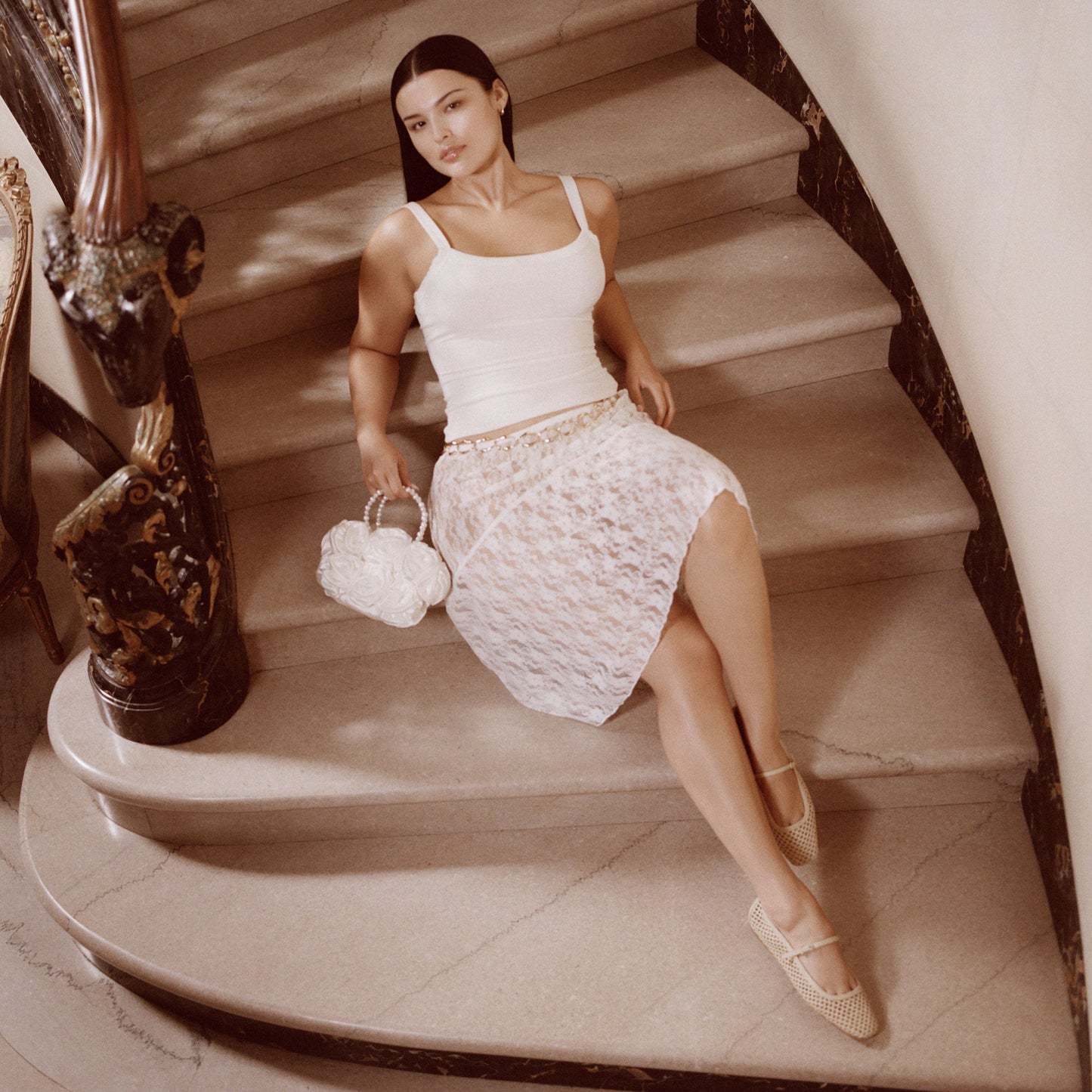 Dolce Vita Aubrey White Satin Handbag