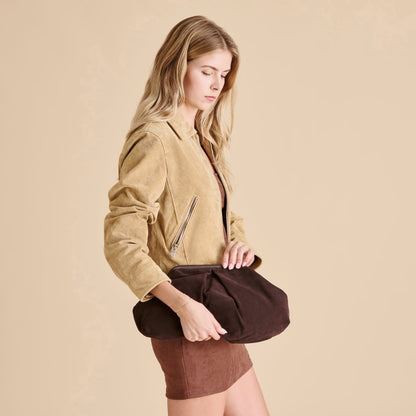 Dolce Vita Sahara Espresso Suede Clutch