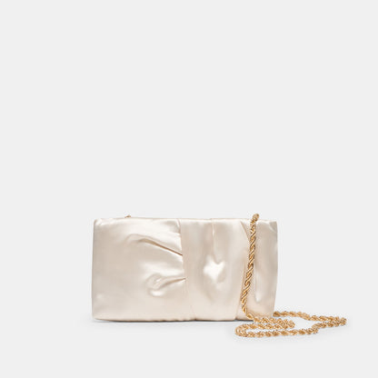 Dolce Vita Rozey White Satin Clutch