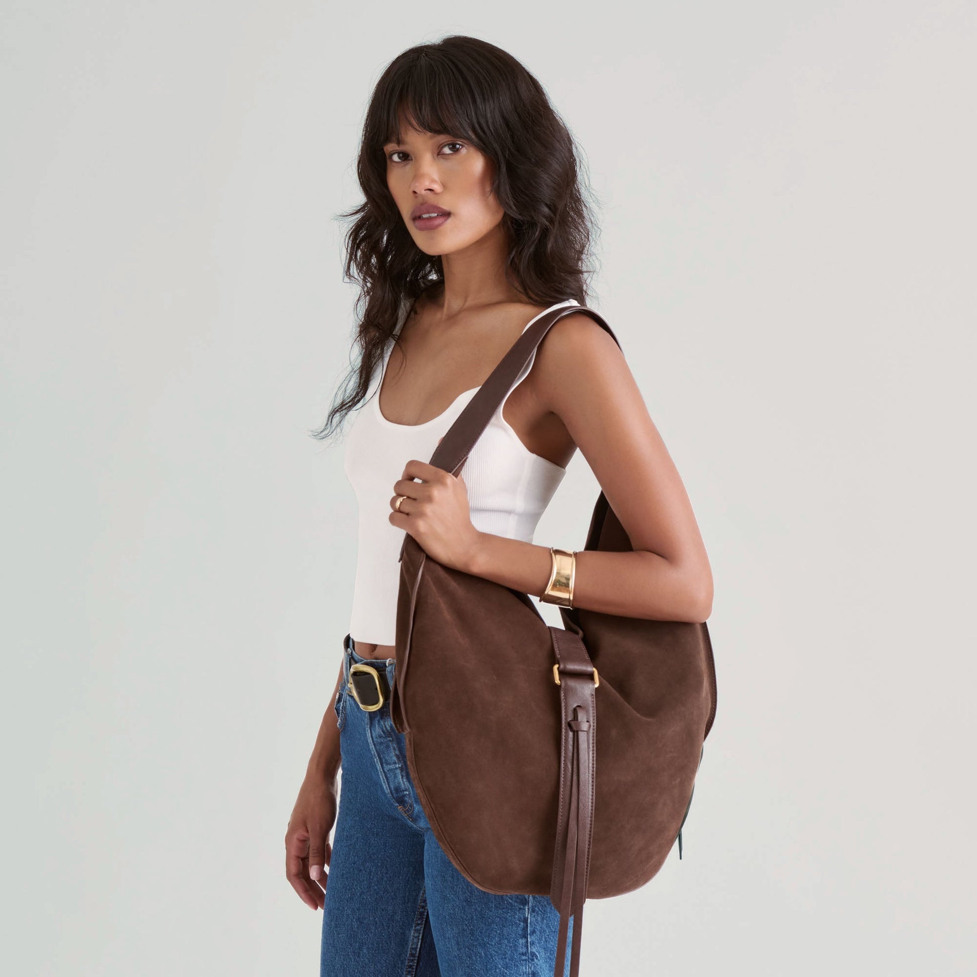 Dolce Vita Oakley Chocolate Suede Tote