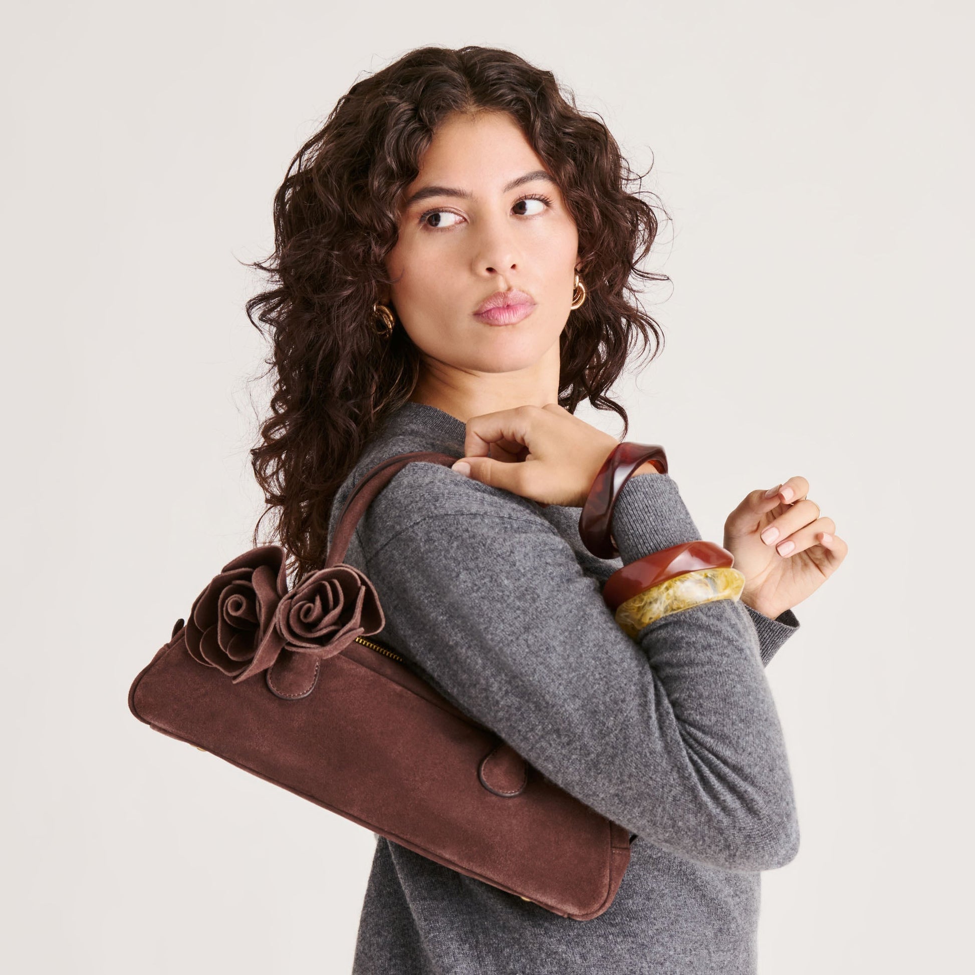 Dolce Vita Boracay Chocolate Suede Shoulder Bag