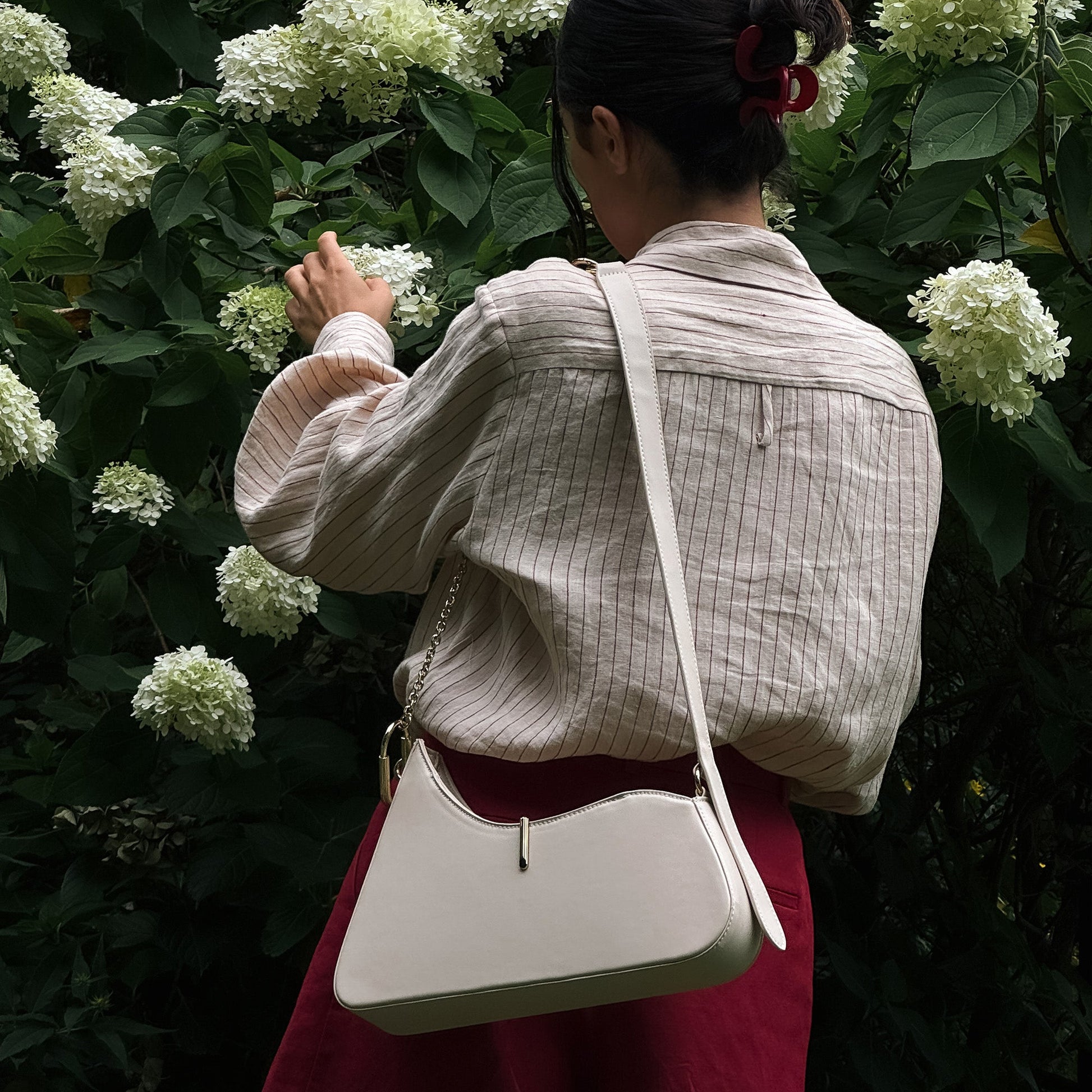Dolce Vita Prya Creme Leather Shoulder Bag