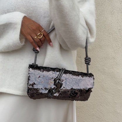 Dolce Vita Alice Gunmetal Sequin Shoulder Bag