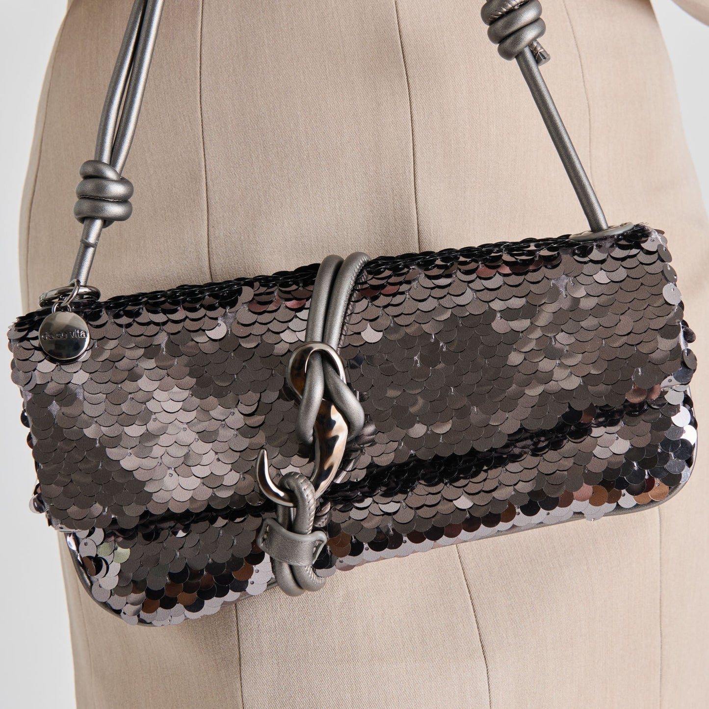 Dolce Vita Alice Gunmetal Sequin Shoulder Bag