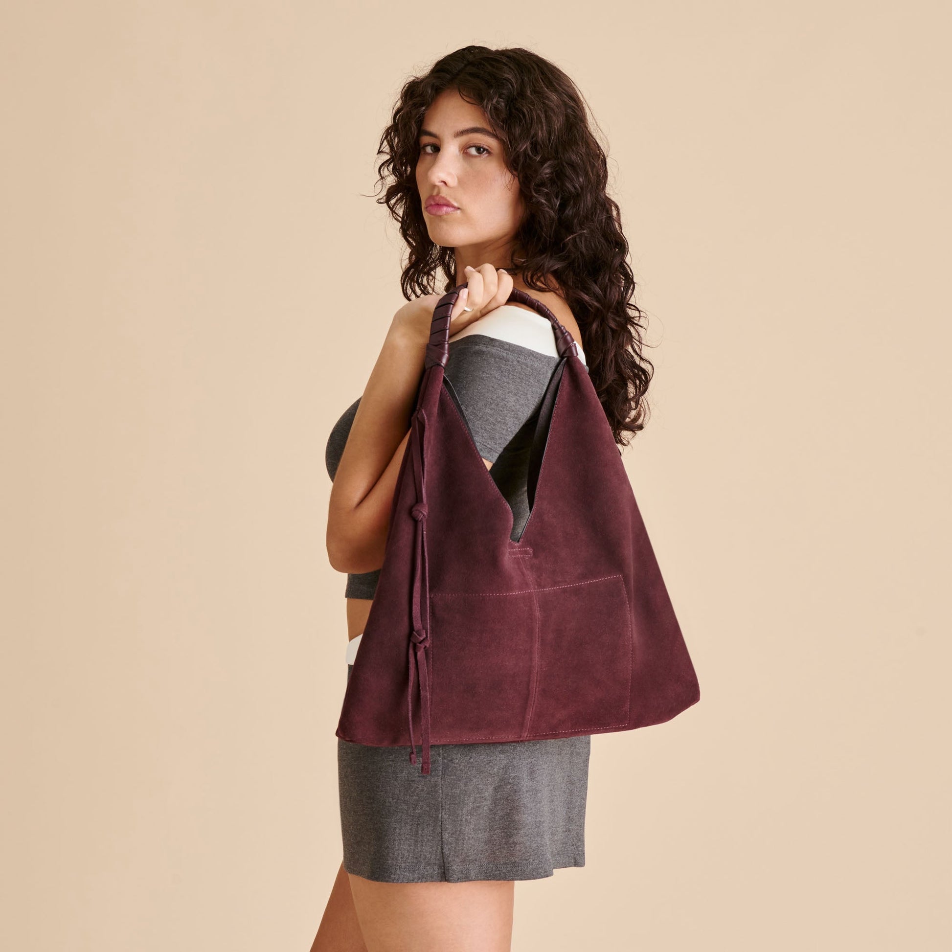 Dolce Vita Merrick Burgundy Suede Tote
