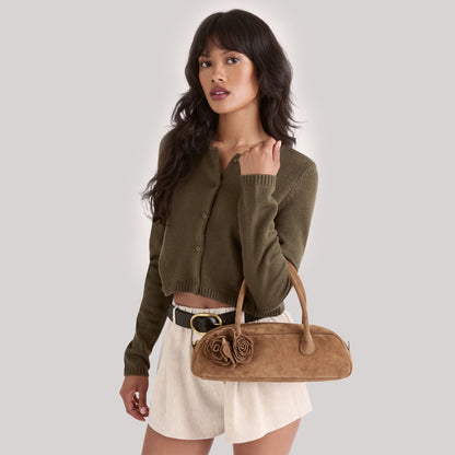 Dolce Vita Boracay Brown Suede Shoulder Bag