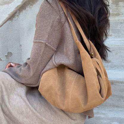 Dolce Vita Billy Camel Suede Shoulder Bag