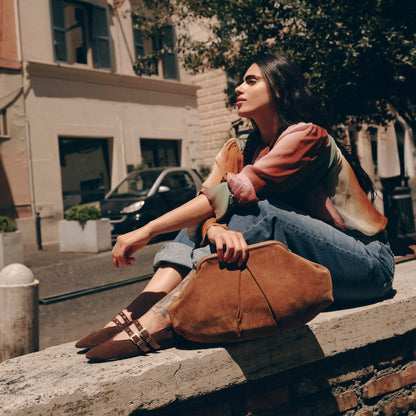 Dolce Vita Sahara Cognac Suede Clutch