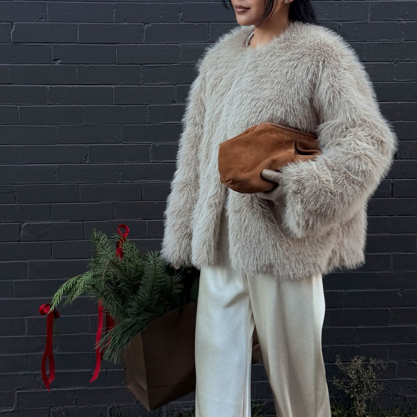 Dolce Vita Sahara Cognac Suede Clutch