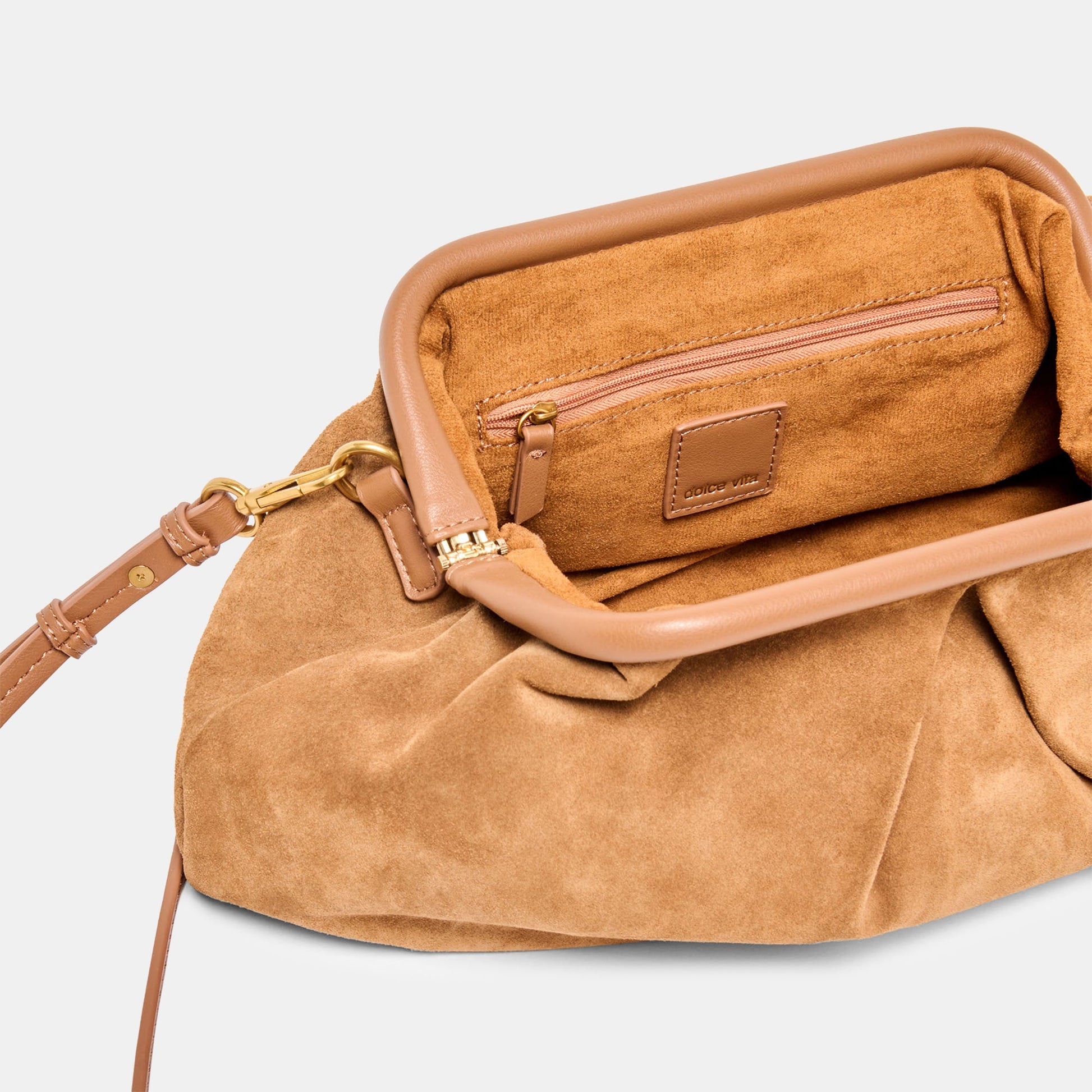 Dolce Vita Sahara Cognac Suede Clutch