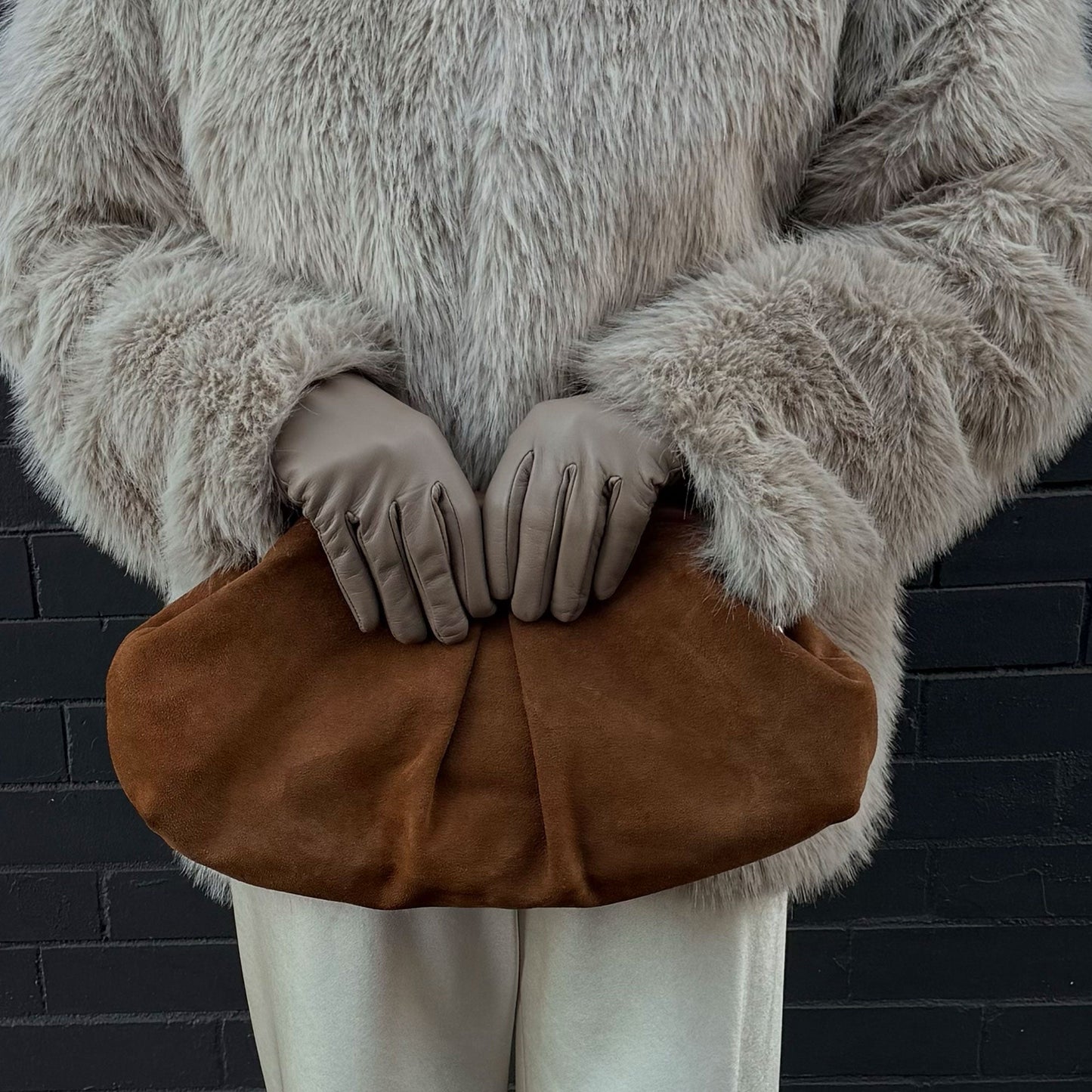 Dolce Vita Sahara Cognac Suede Clutch