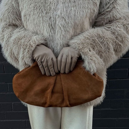Dolce Vita Sahara Cognac Suede Clutch