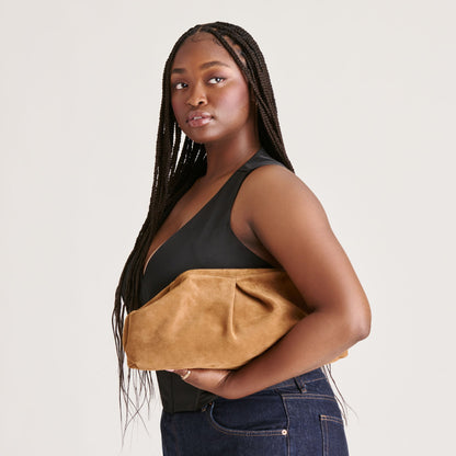 Dolce Vita Sahara Cognac Suede Clutch