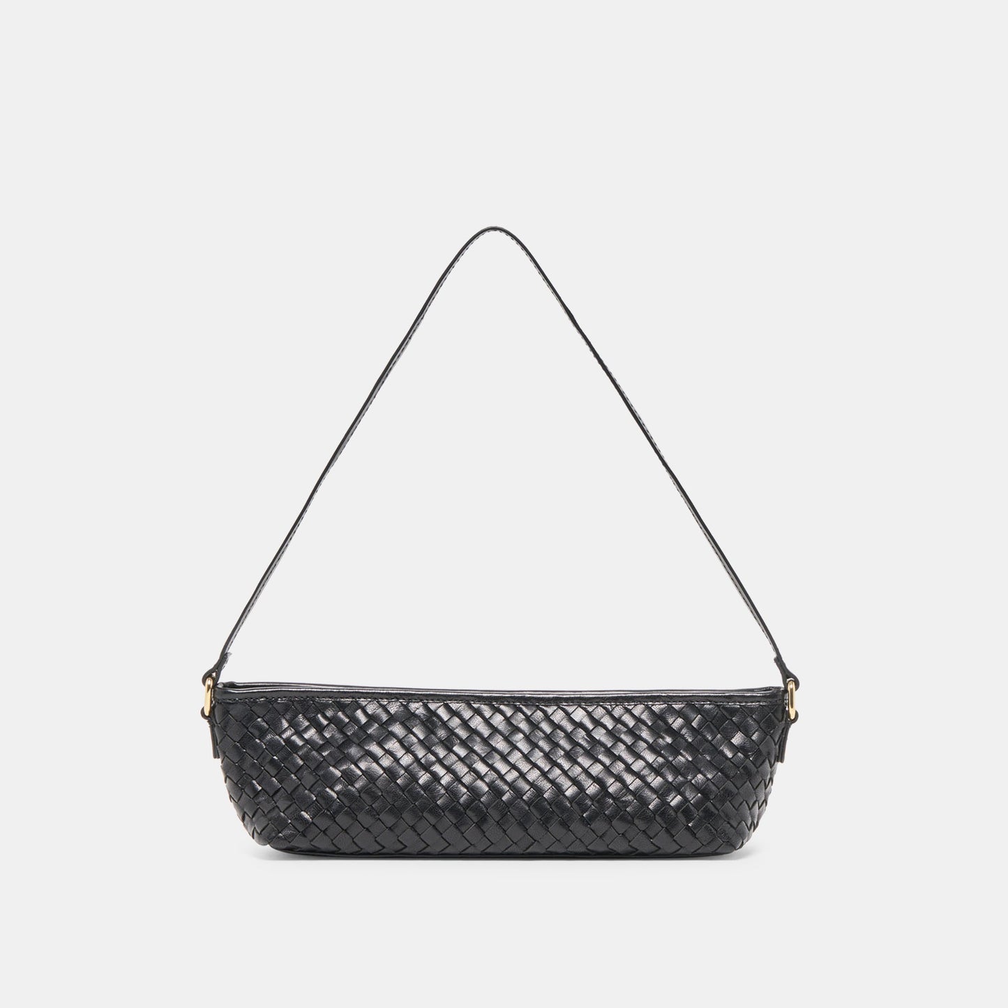Dolce Vita Savaii Black Woven Leather Shoulder Bag