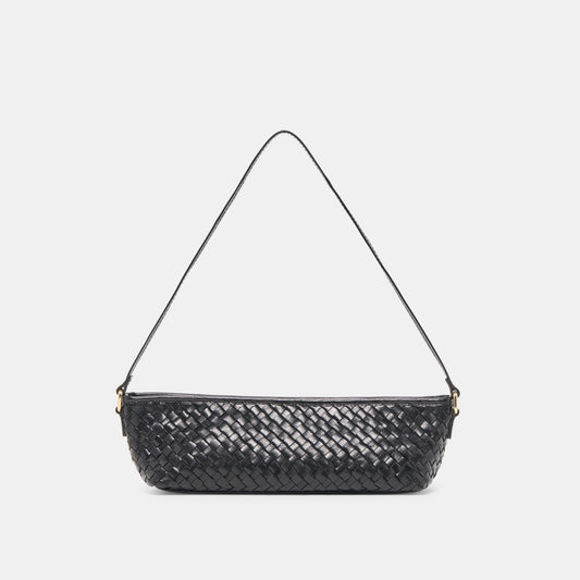 Dolce Vita Savaii Black Woven Leather Shoulder Bag
