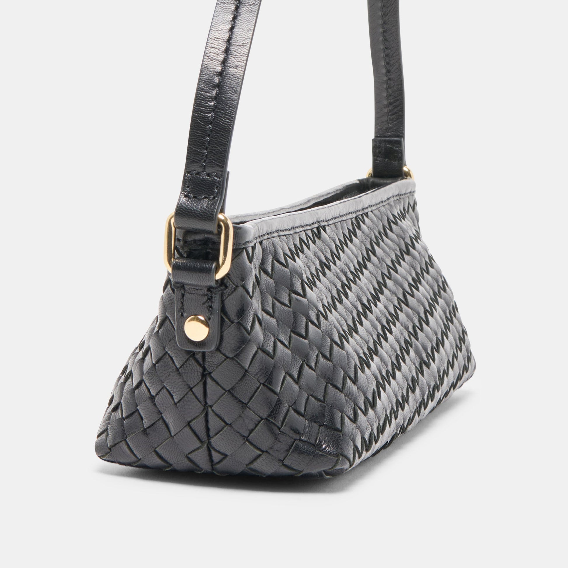 Dolce Vita Savaii Black Woven Leather Shoulder Bag