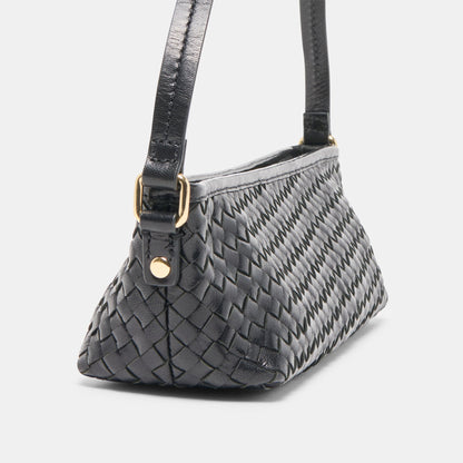 Dolce Vita Savaii Black Woven Leather Shoulder Bag