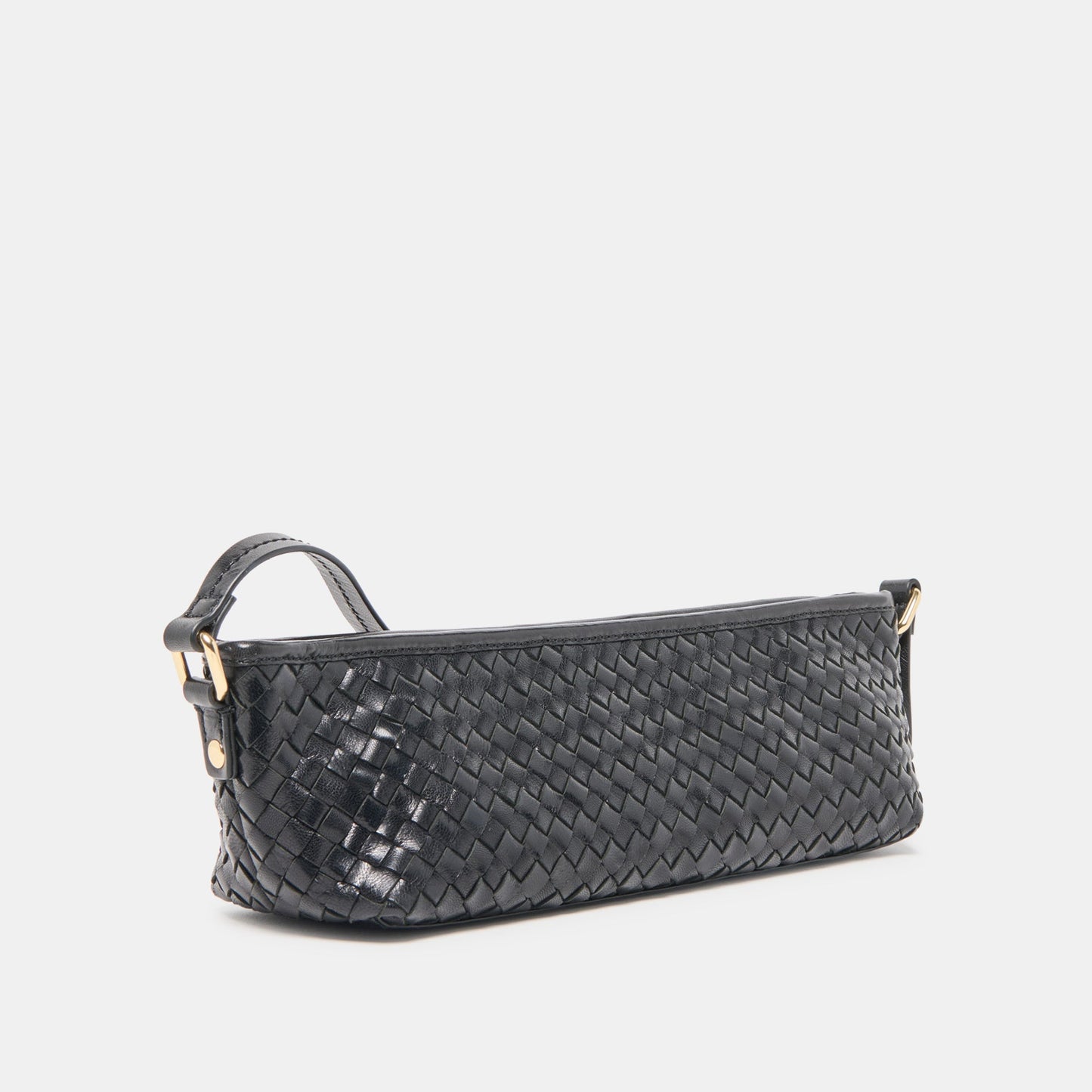 Dolce Vita Savaii Black Woven Leather Shoulder Bag