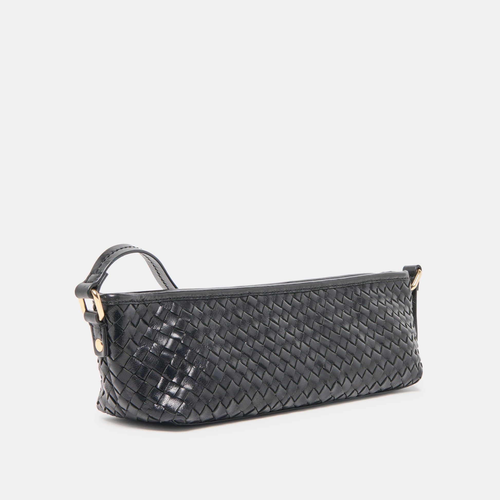 Dolce Vita Savaii Black Woven Leather Shoulder Bag