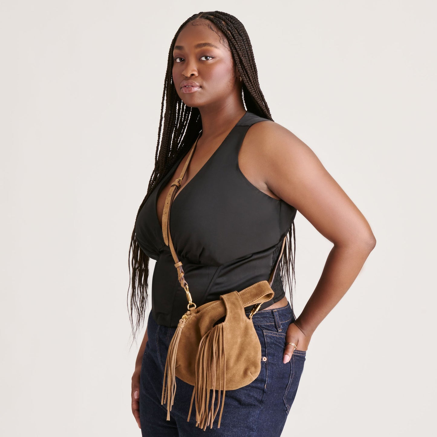 Dolce Vita Zury Camel Suede Handbag