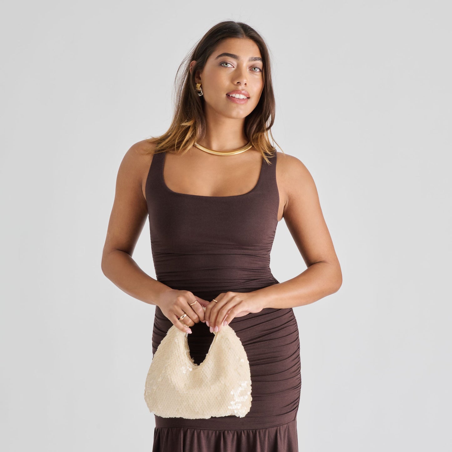Dolce Vita Dahlia Sequin Ivory Sequin Handbag